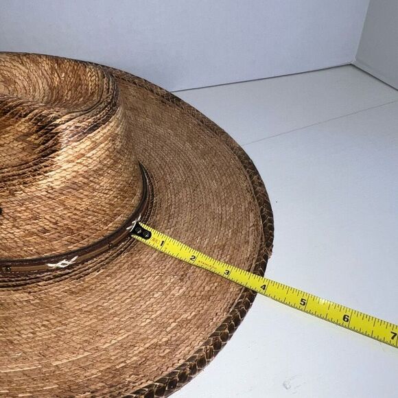 Cavenders Ranch Collection Western Hat Mens Tan Straw Leather Trim OSFM Cowboy - Picture 2 of 10